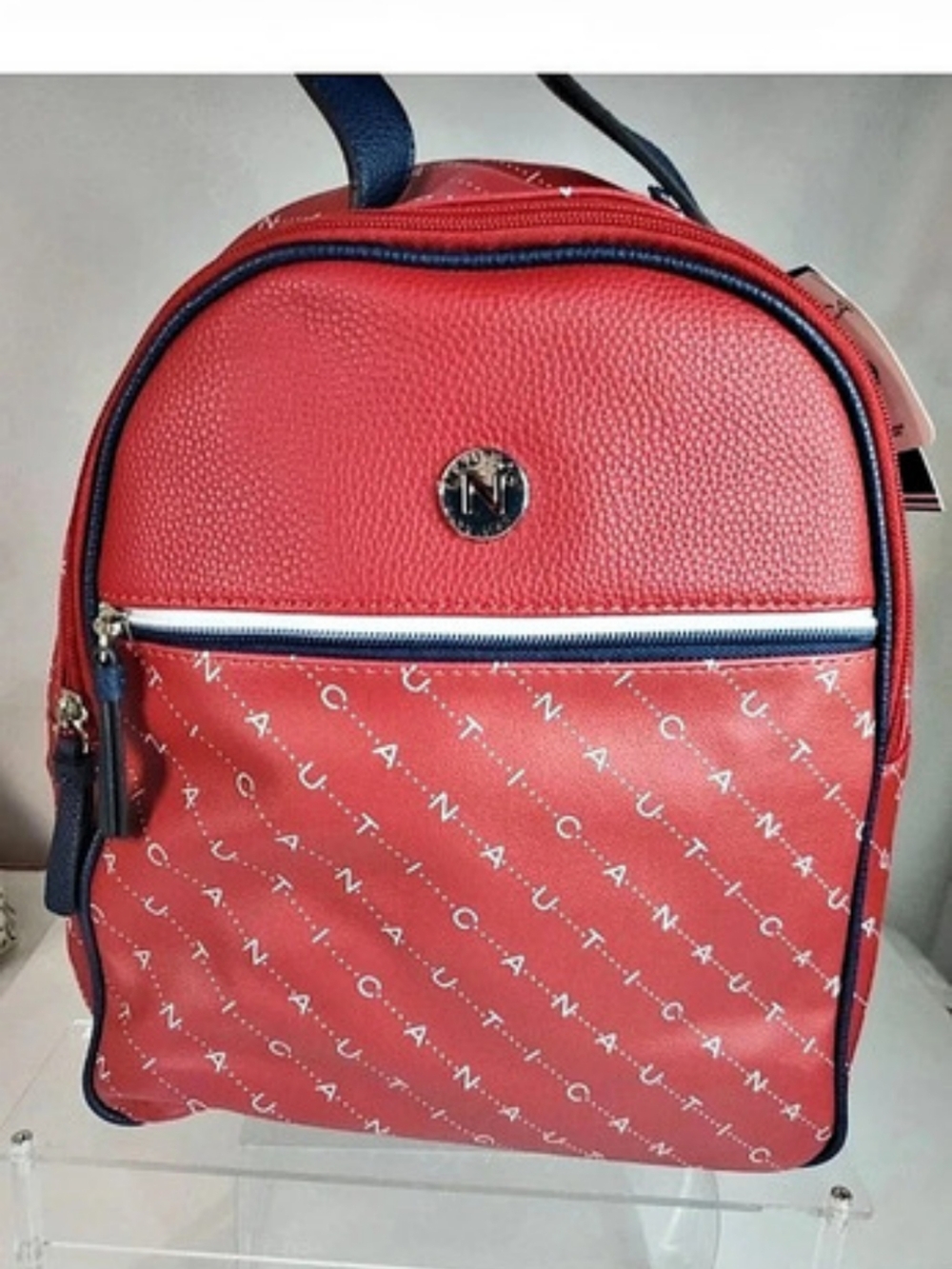 Nautica Red Printed Backpack